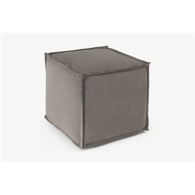 Kirby pouf forme cubique, en daim gris