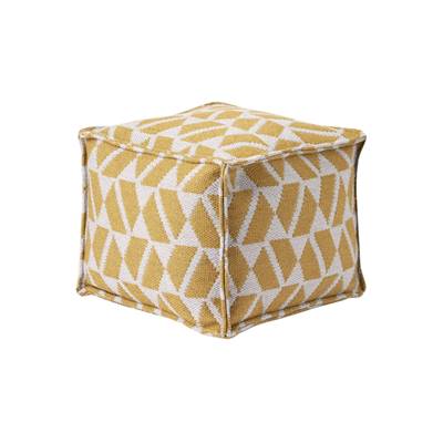 Oblique pouf carré jaune et gris