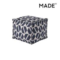 Oblique pouf bleu canard et gris