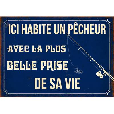 Plaque "Ici habite un pêcheur" 21 x 15 cm