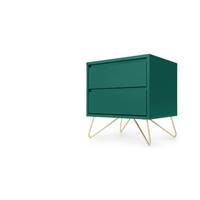 Elona table de chevet couleur vert anglais et laiton