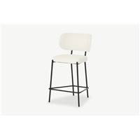 Asare tabouret en tissu bouclé blanc