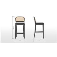 Raleigh tabouret de bar gris charbon et rotin