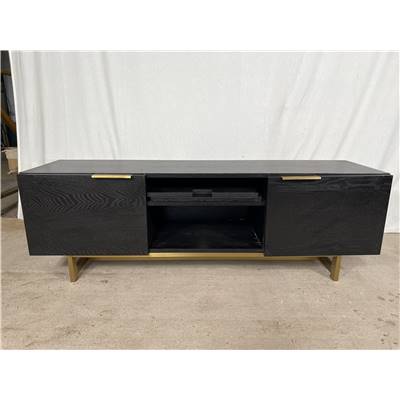 Chalet meuble TV bois noir et métal doré 150