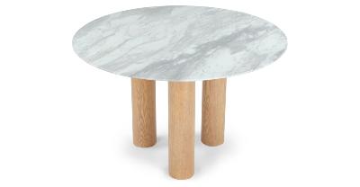 Cynthia table à manger en marbre blanc et bois naturel