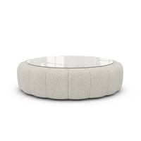 Virata table basse avec plateau en verre tissu bouclé blanc