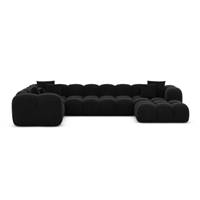 Cotton canapé panoramique angle droit en velours noir