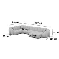 Dolban canapé panoramique angle droit en velours crème