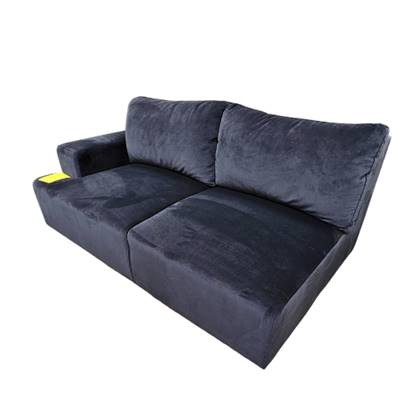 Canapé droit en velours bleu foncé