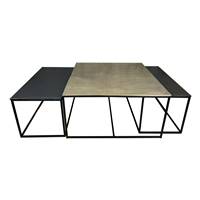 Wendie lot de 3 tables basses laiton noir