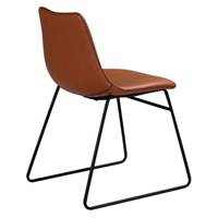 Ody chaise en PU marron et métal noir