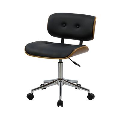 Bent chaise de bureau noir et bois à roulettes avec pied métal