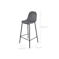 Vladi chaise de bar mi-hauteur en tissu gris H65
