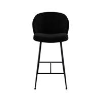 Alvin chaises de bar tissu bouclé noir et pieds en métal H66