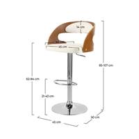 Burr chaise de bar réglable et pivotante en PU blanc