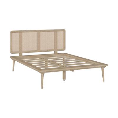 Ony lit double en bois et cannage 140x190