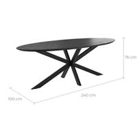 Eliza table ovale en bois de teck recyclé noir 10pers