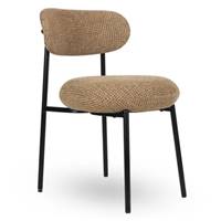 Vanilla chaise en tweed jaune sable piètement métal noir