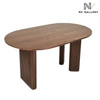 Wave table à manger 4 personnes en bois de noyer 3 pieds
