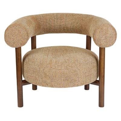 Alma fauteuil en tissu tweed jaune miami et bois de frêne