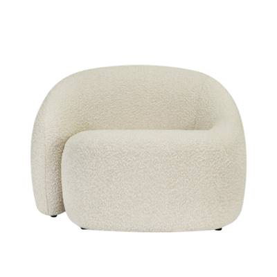 Coppa fauteuil en tissu bouclé beige avoine asymétrique