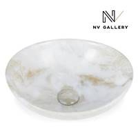 Orlane vasque de lavabo ronde céramique effet marbre