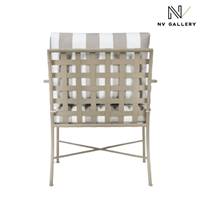Liberty fauteuil extérieur en métal taupe et tissu à rayures