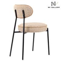 Adelia chaise en tissu jaune moucheté et métal noir