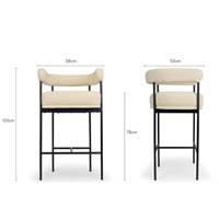 Borry tabouret de bar tissu bouclé blanc et métal noir H78