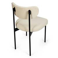 Lama chaise en tissu bouclé blanc et métal noir