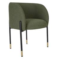 Alexia chaise en tissu bouclé vert kaki et détails en laiton