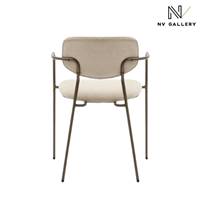 Velura chaise empilable en tissu beige déperlant métal cuivré