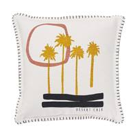 Chik coussin carré 40x40 coton blanc 4 palmiers