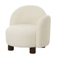 Fauteuil rond en tissu bouclé blanc, coté droit