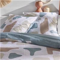 Sunshine parure de lit 220x240 coton imprimé forme marron beige bleu pâle 17.29