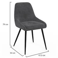 Mady chaise en velours gris foncé demi-accoudoirs