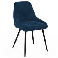 Mady chaise en velours bleu demi-accoudoirs