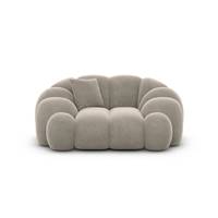 Dolban fauteuil en velours beige foncé effet nuage