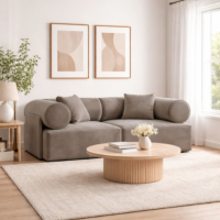 Anicipri canapé 2 places en velours beige foncé