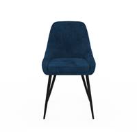 Elena chaise en velours bleu canard et métal noir