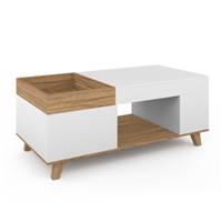 Boston table basse relevable et coffre de rangement bois et blanc