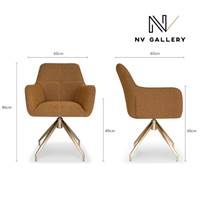 Olivier chaise de bureau rotative en tissu bouclé marron et métal doré