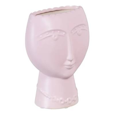 Brun vase visage mauve en céramique