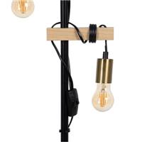 Pietra lampadaire en bois et métal noir