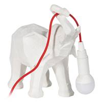 Elfy lampe de table en polyurésine éléphant blanc câble rouge H25cm