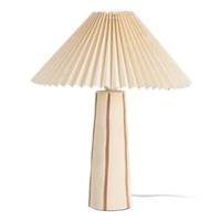 Talya lampe de table en céramique et abat-jour tissu style éventail beige H41.5c