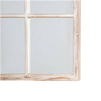 Antic miroir mural type fenêtre industrielle 12 carreaux bois blanc H120cm