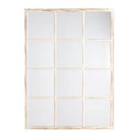 Antic miroir mural type fen�tre industrielle 12 carreaux bois blanc H120cm