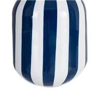 Zebri petit vase blanc à rayures bleues H24cm