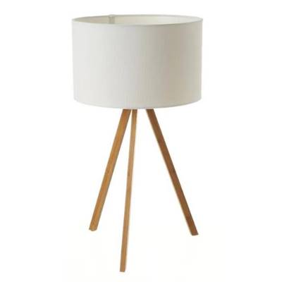 Bayah lampe trépied en bambou et abat-jour blanc